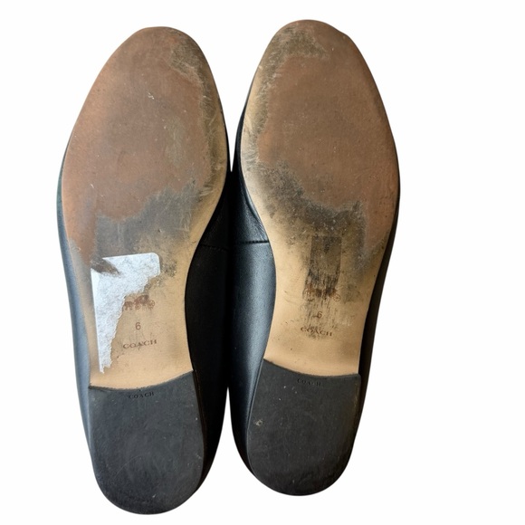 Coach Sienna Black Leather Mule Loafers Gold Hardware Slip-On Flats Size 6 - Picture 3 of 6